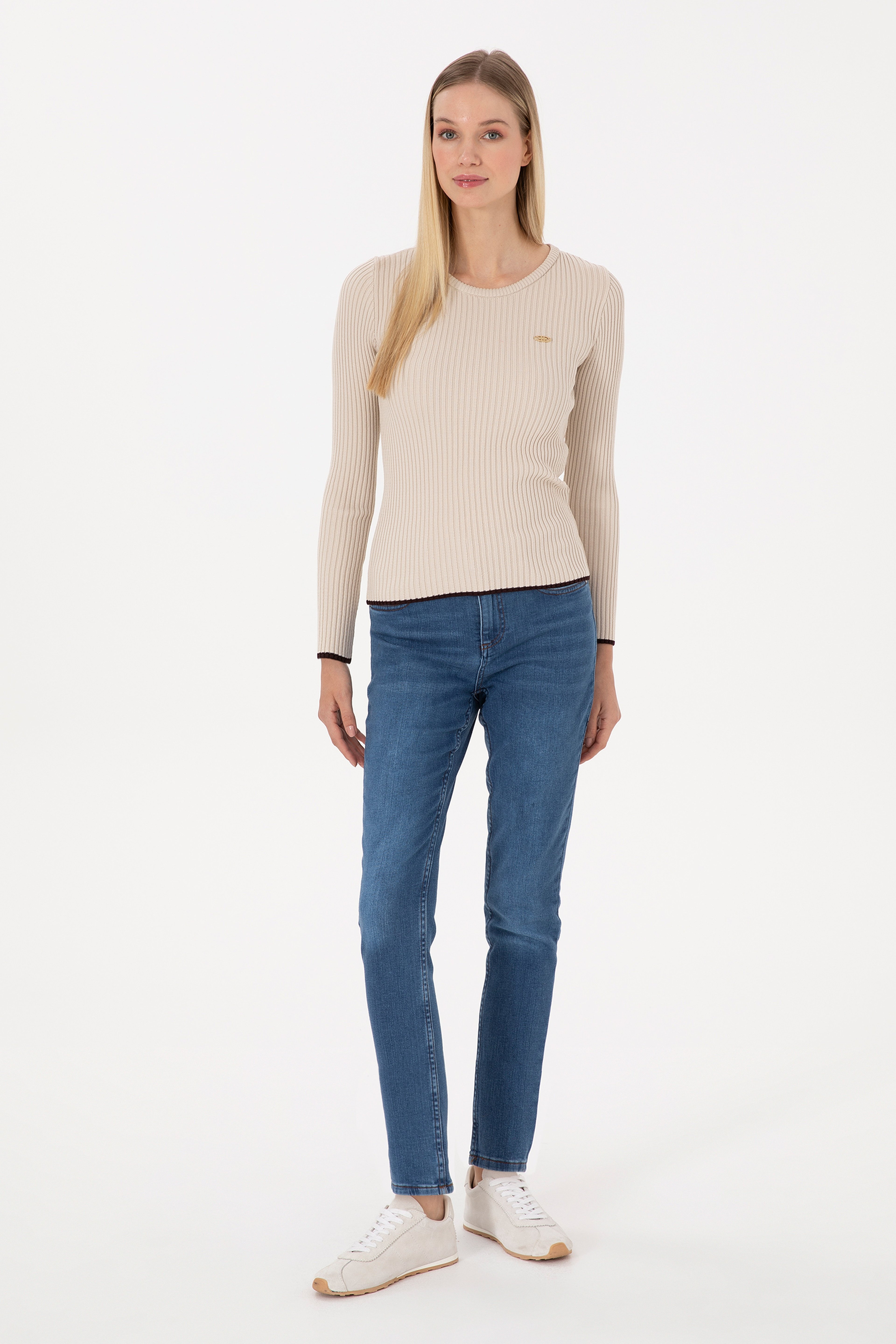 Kadın Koyu Mavi Skinny High Waist Fit Jean Pantolon