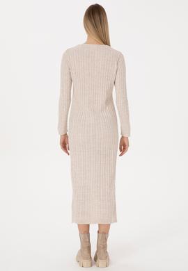 Kadın Krem Triko Elbise - 50313835006