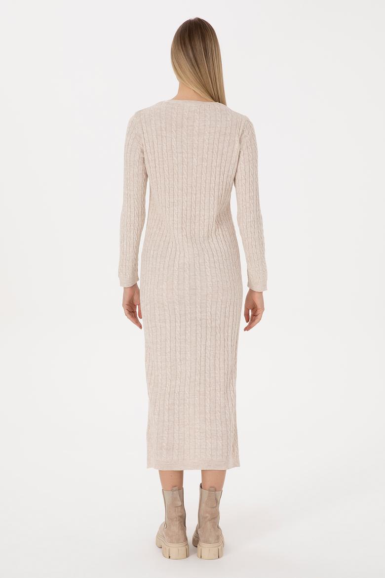 Kadın Krem Triko Elbise - 50313835006