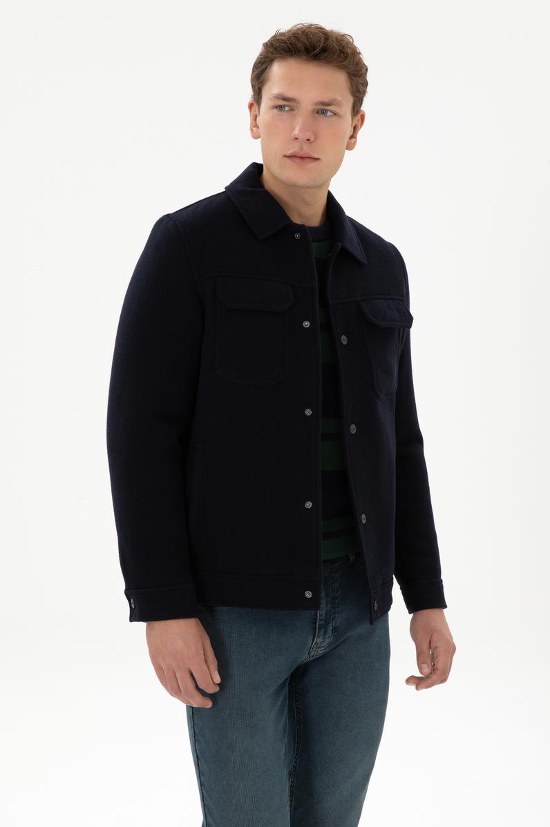 Erkek Lacivert Kaşe Mont