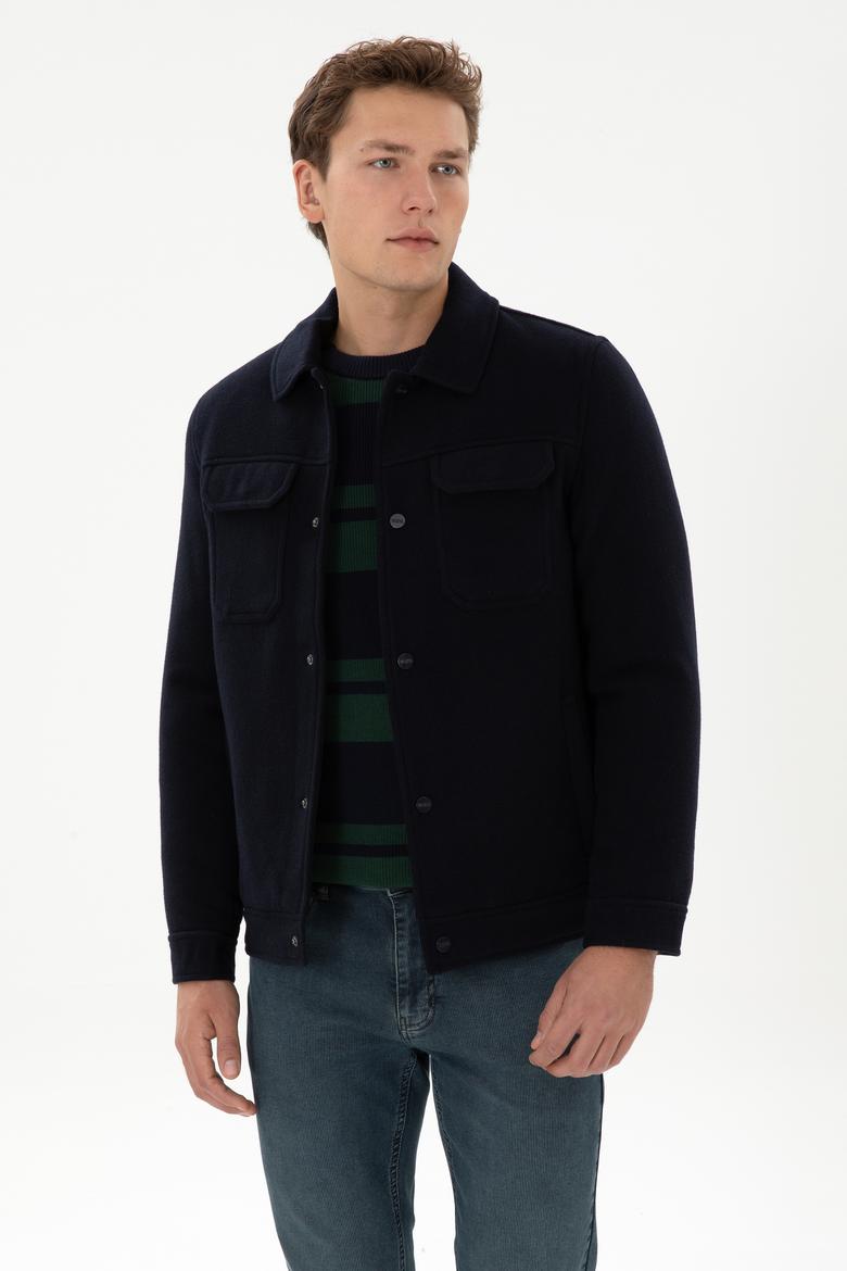 Erkek Lacivert Kaşe Mont - 50310280006