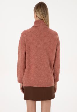 Kadın Gül Kurusu Boğazlı Kazak - 50309658017