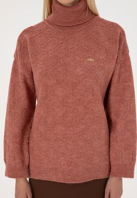 Kadın Gül Kurusu Boğazlı Kazak - 50309658017