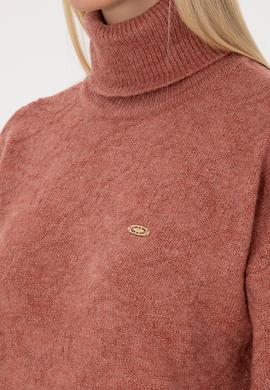 Kadın Gül Kurusu Boğazlı Kazak - 50309658017