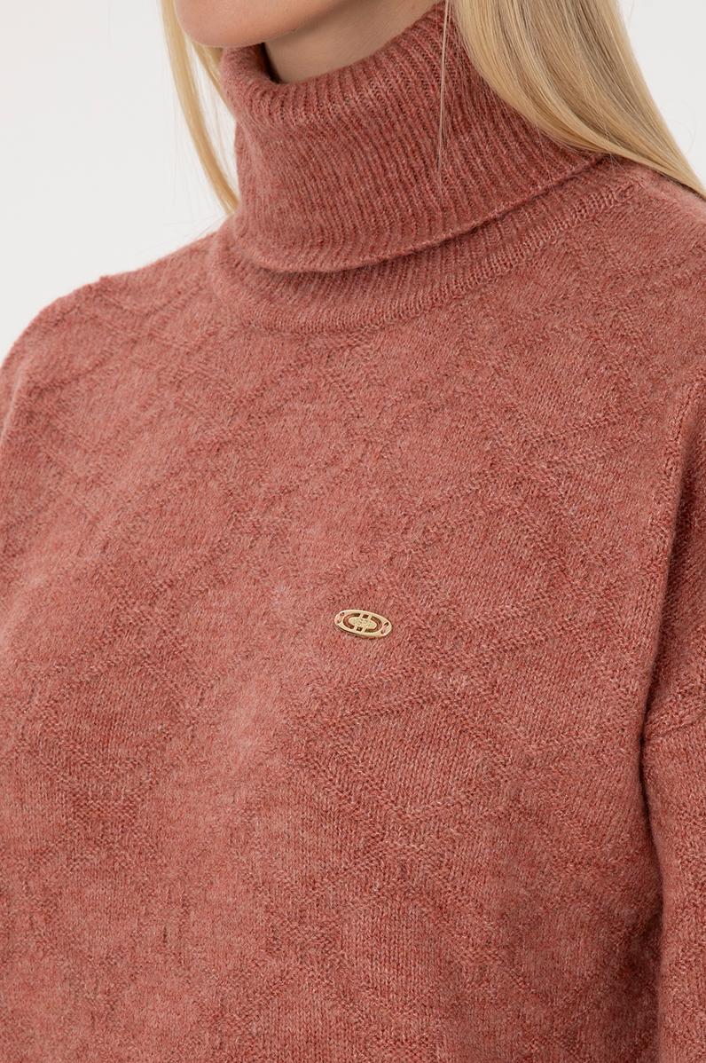 Kadın Gül Kurusu Boğazlı Kazak