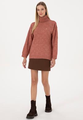 Kadın Gül Kurusu Boğazlı Kazak - 50309658017