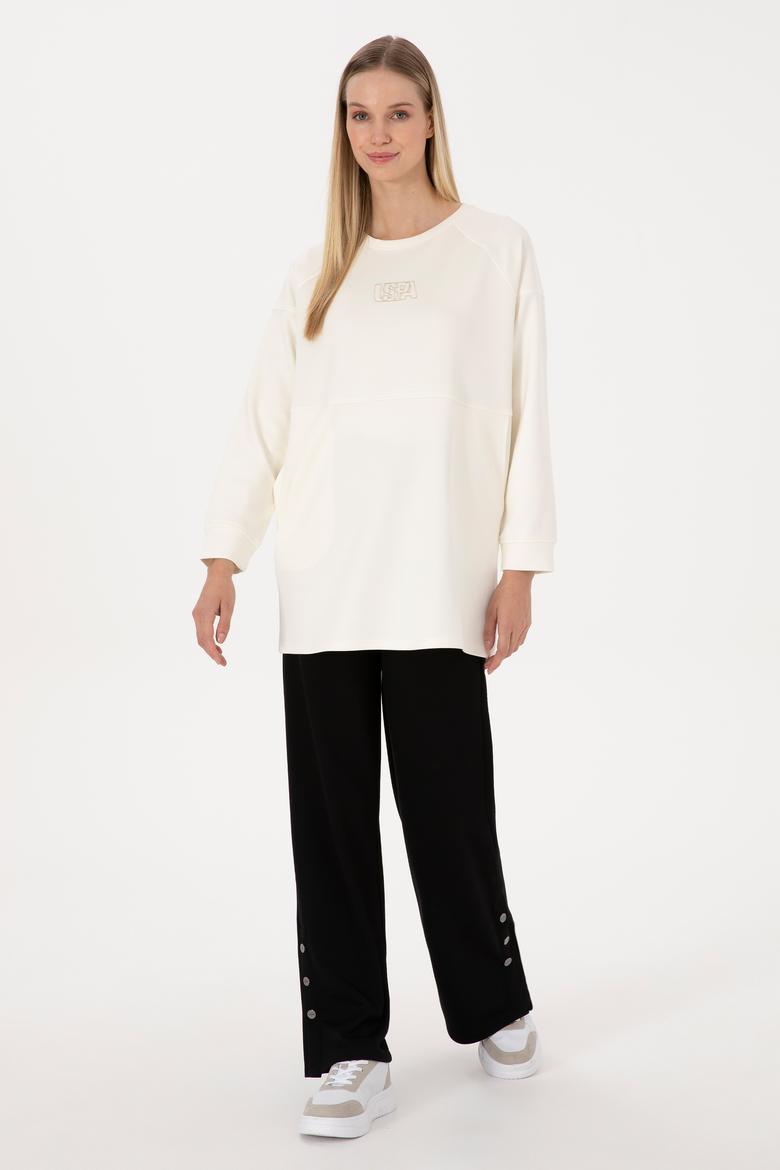 Kadın Krem Uzun Bisiklet Yaka Sweatshirt - 50315623023