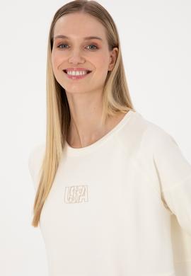 Kadın Krem Uzun Bisiklet Yaka Sweatshirt - 50315623023