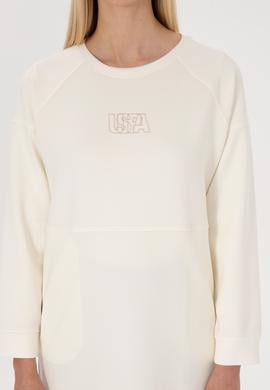 Kadın Krem Uzun Bisiklet Yaka Sweatshirt - 50315623023