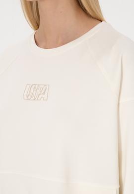 Kadın Krem Uzun Bisiklet Yaka Sweatshirt - 50315623023