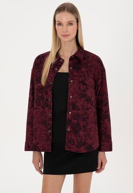 Kadın Bordo Uzun Kollu Gömlek - 50310568003