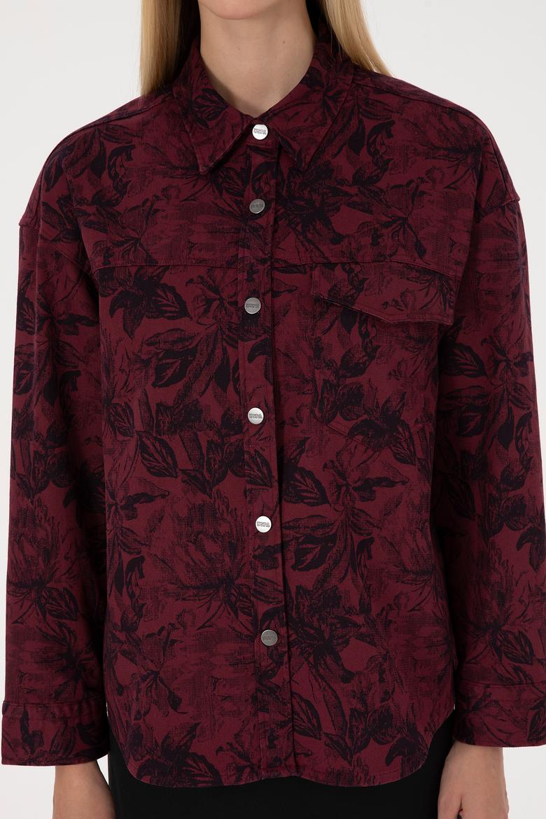 Kadın Bordo Uzun Kollu Gömlek - 50310568003