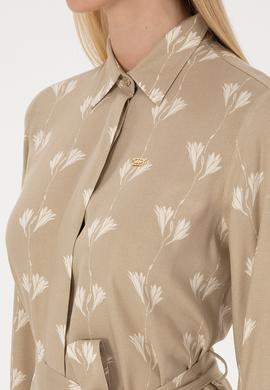 Kadın Açık Haki Dokuma Elbise - 50308595004