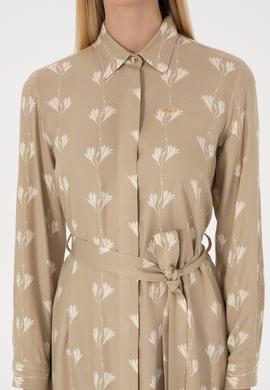 Kadın Açık Haki Dokuma Elbise - 50308595004