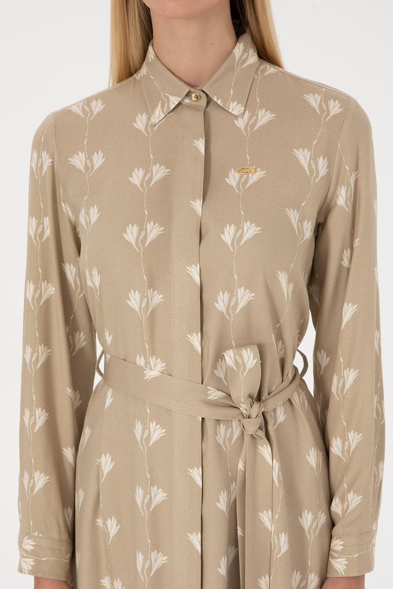 Kadın Açık Haki Dokuma Elbise - 50308595004