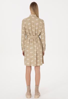 Kadın Açık Haki Dokuma Elbise - 50308595004