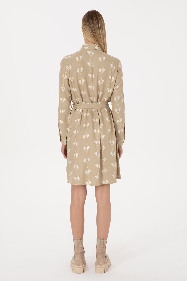 Kadın Açık Haki Dokuma Elbise - 50308595004