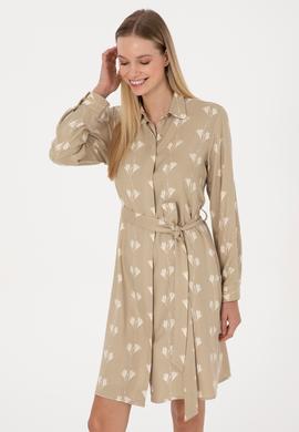 Kadın Açık Haki Dokuma Elbise - 50308595004