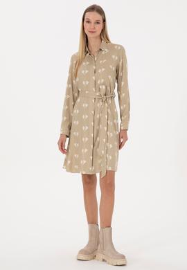 Kadın Açık Haki Dokuma Elbise - 50308595004