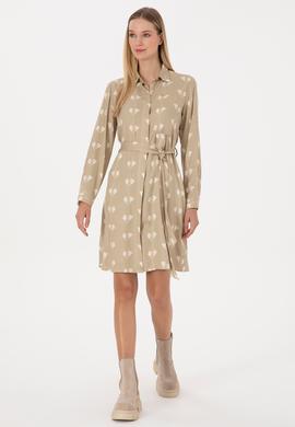 Kadın Açık Haki Dokuma Elbise - 50308595004