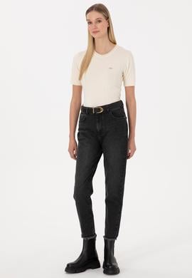 Kadın Siyah Mom High Waist Fit Jean Pantolon - 50316576012