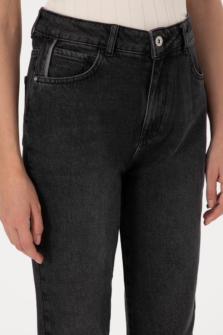 Kadın Siyah Mom High Waist Fit Jean Pantolon - 50316576012