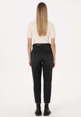 Kadın Siyah Mom High Waist Fit Jean Pantolon - 50316576012