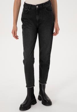 Kadın Siyah Mom High Waist Fit Jean Pantolon - 50316576012