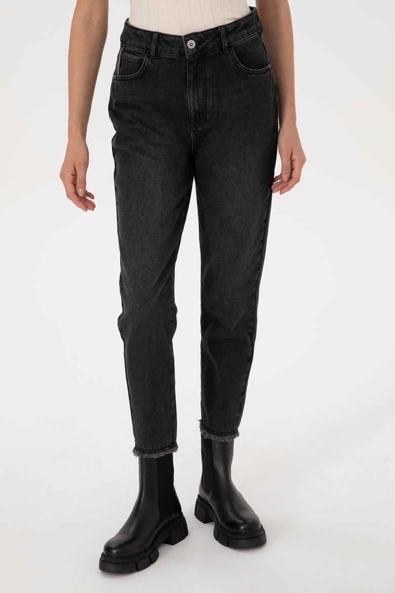 Kadın Siyah Mom High Waist Fit Jean Pantolon - 50316576012