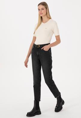 Kadın Siyah Mom High Waist Fit Jean Pantolon - 50316576012