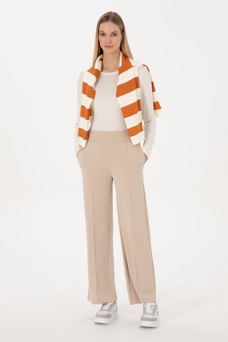 Kadın Koyu Bej Modal Karışımlı Loose Fit Eşofman Altı