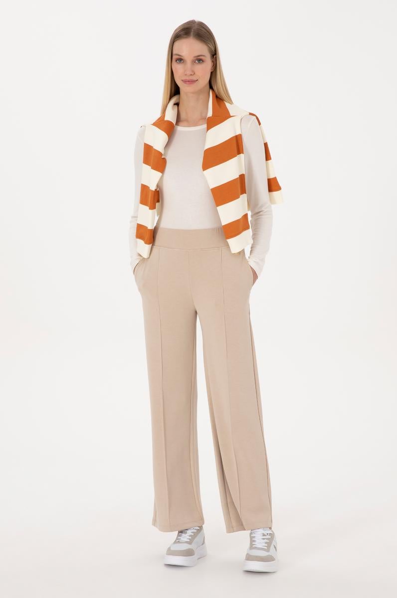 Kadın Koyu Bej Modal Karışımlı Loose Fit Eşofman Altı