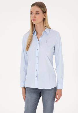 Kadın Açık Mavi Uzun Kollu Basic Gömlek - 50308024045