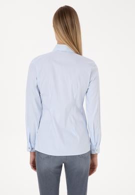 Kadın Açık Mavi Uzun Kollu Basic Gömlek - 50308024045