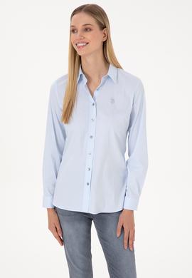 Kadın Açık Mavi Uzun Kollu Basic Gömlek - 50308024045