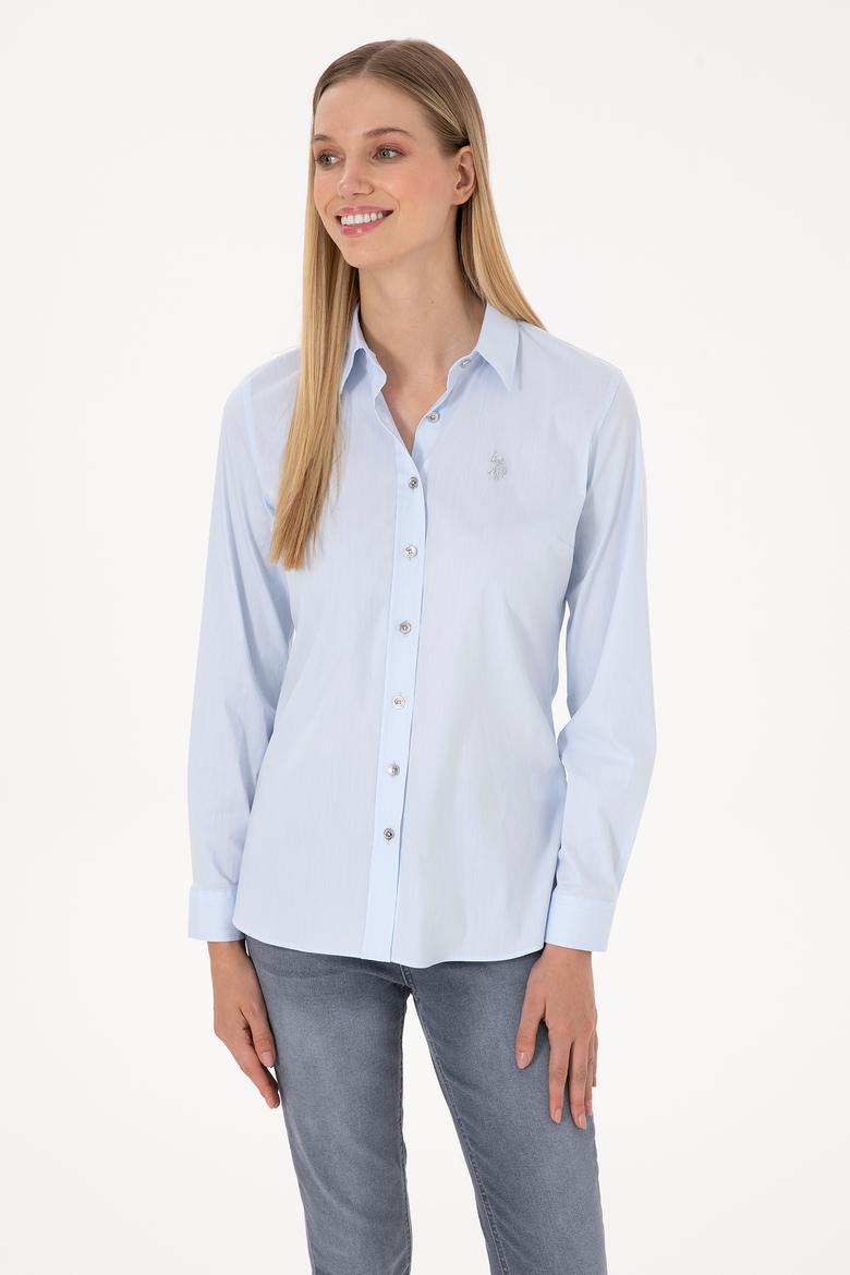 Kadın Açık Mavi Uzun Kollu Basic Gömlek - 50308024045