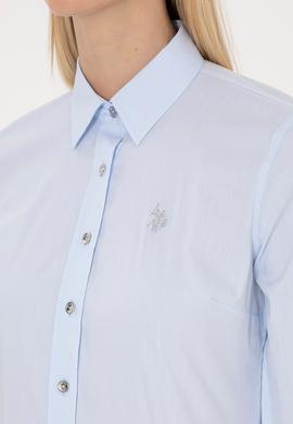 Kadın Açık Mavi Uzun Kollu Basic Gömlek - 50308024045