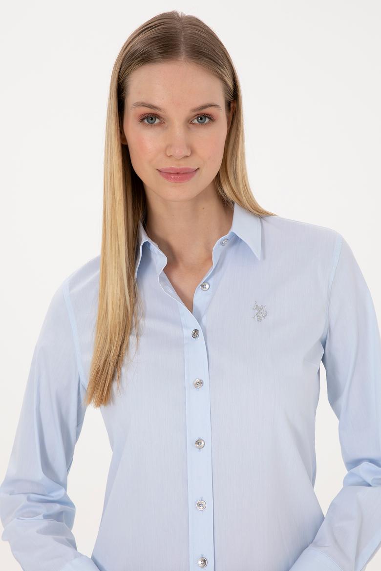 Kadın Açık Mavi Uzun Kollu Basic Gömlek - 50308024045