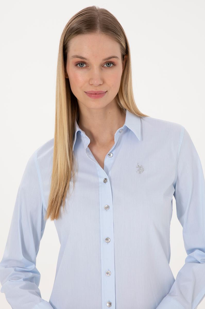 Kadın Açık Mavi Uzun Kollu Basic Gömlek