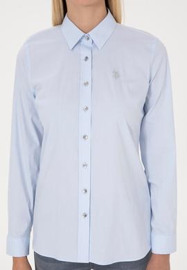 Kadın Açık Mavi Uzun Kollu Basic Gömlek - 50308024045