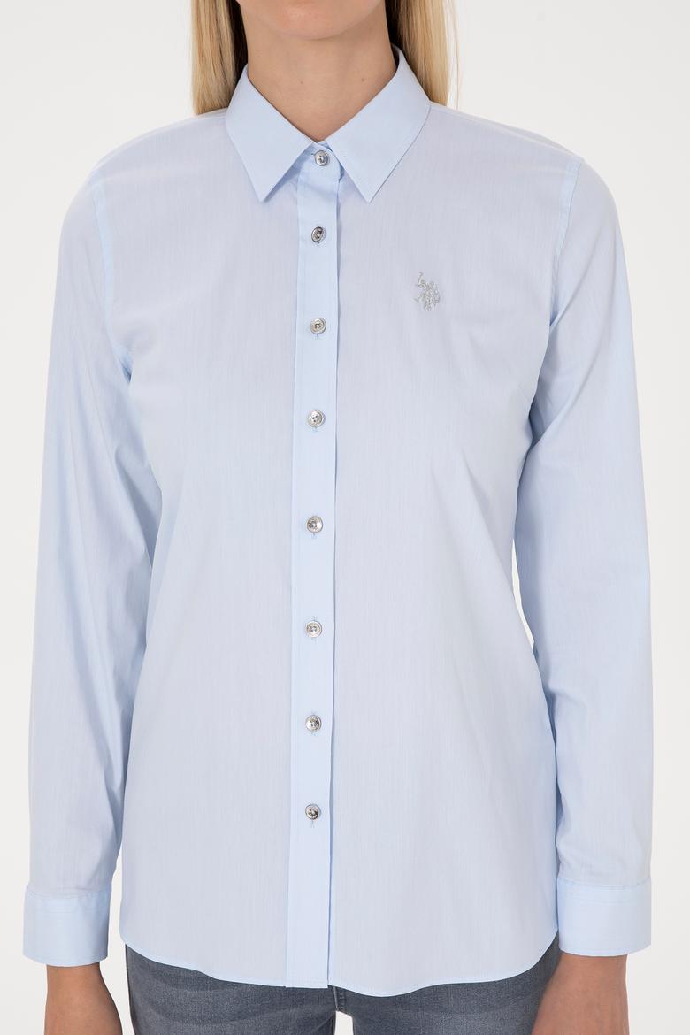 Kadın Açık Mavi Uzun Kollu Basic Gömlek - 50308024045