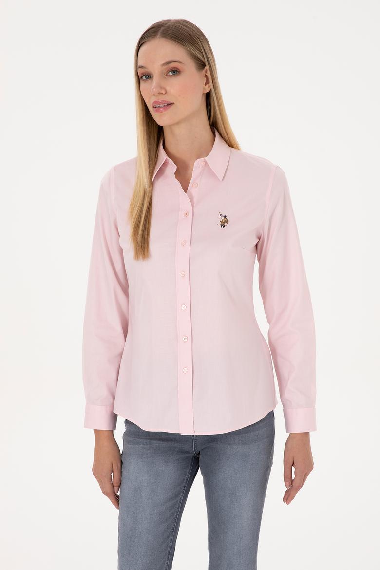 Kadın Açık Pembe Uzun Kollu Basic Gömlek