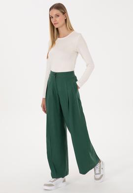 Kadın Koyu Yeşil Kanvas Pantolon - 50309255019