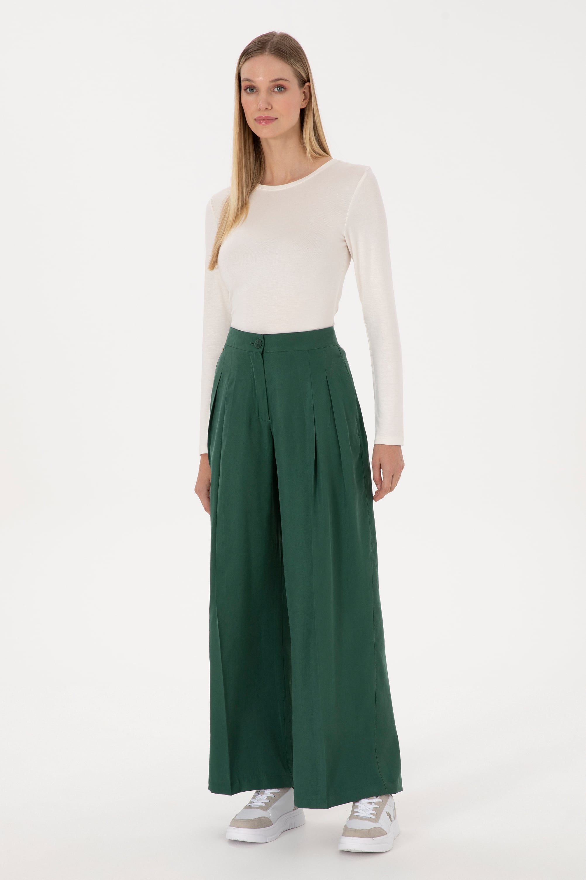 Kadın Koyu Yeşil Kanvas Pantolon - Image 3