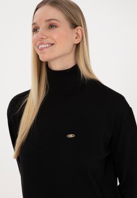 Kadın Siyah Basic Boğazlı Kazak - 50307742004