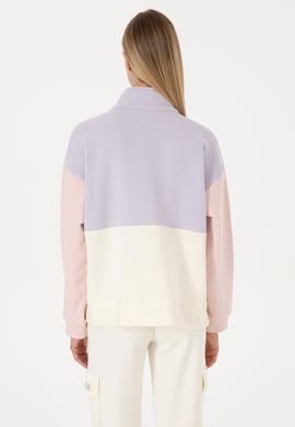 Kadın Lila Fermuarlı Dik Yaka Sweatshirt - 50307794004