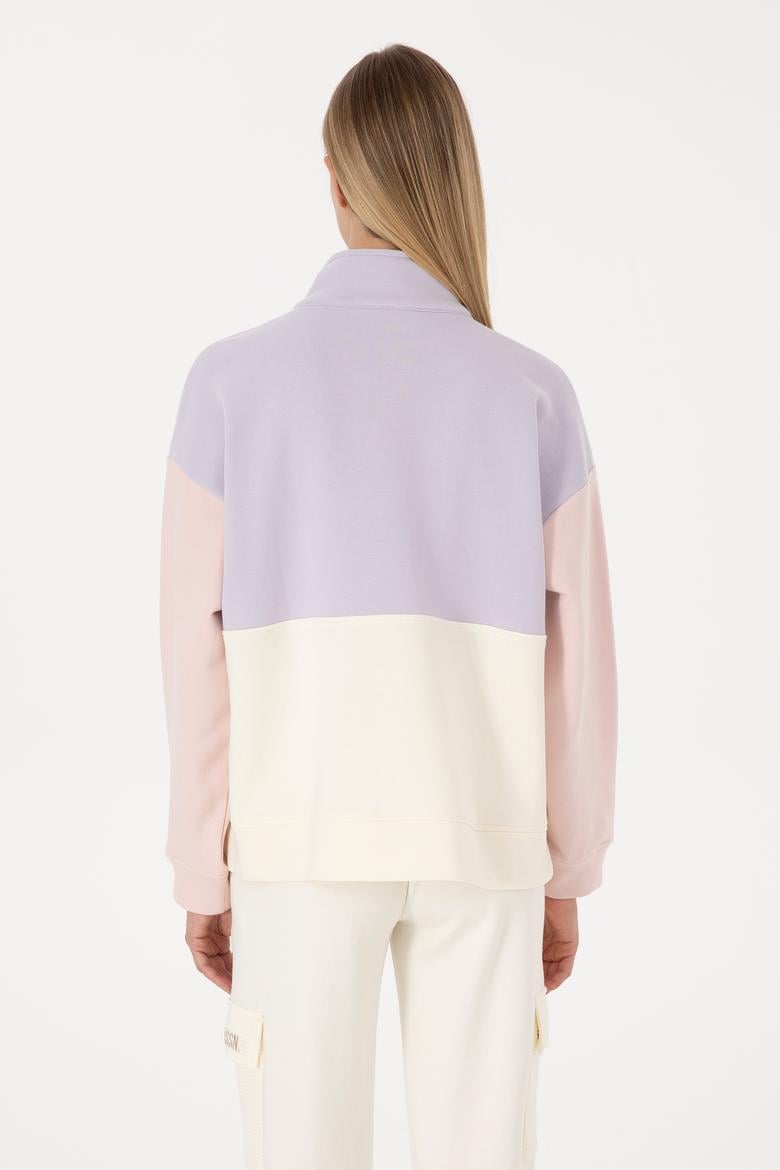 Kadın Lila Fermuarlı Dik Yaka Sweatshirt - 50307794004