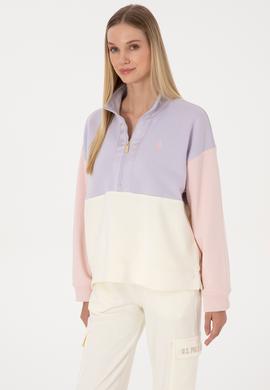 Kadın Lila Fermuarlı Dik Yaka Sweatshirt - 50307794004