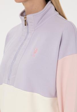 Kadın Lila Fermuarlı Dik Yaka Sweatshirt - 50307794004