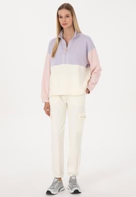 Kadın Lila Fermuarlı Dik Yaka Sweatshirt - 50307794004